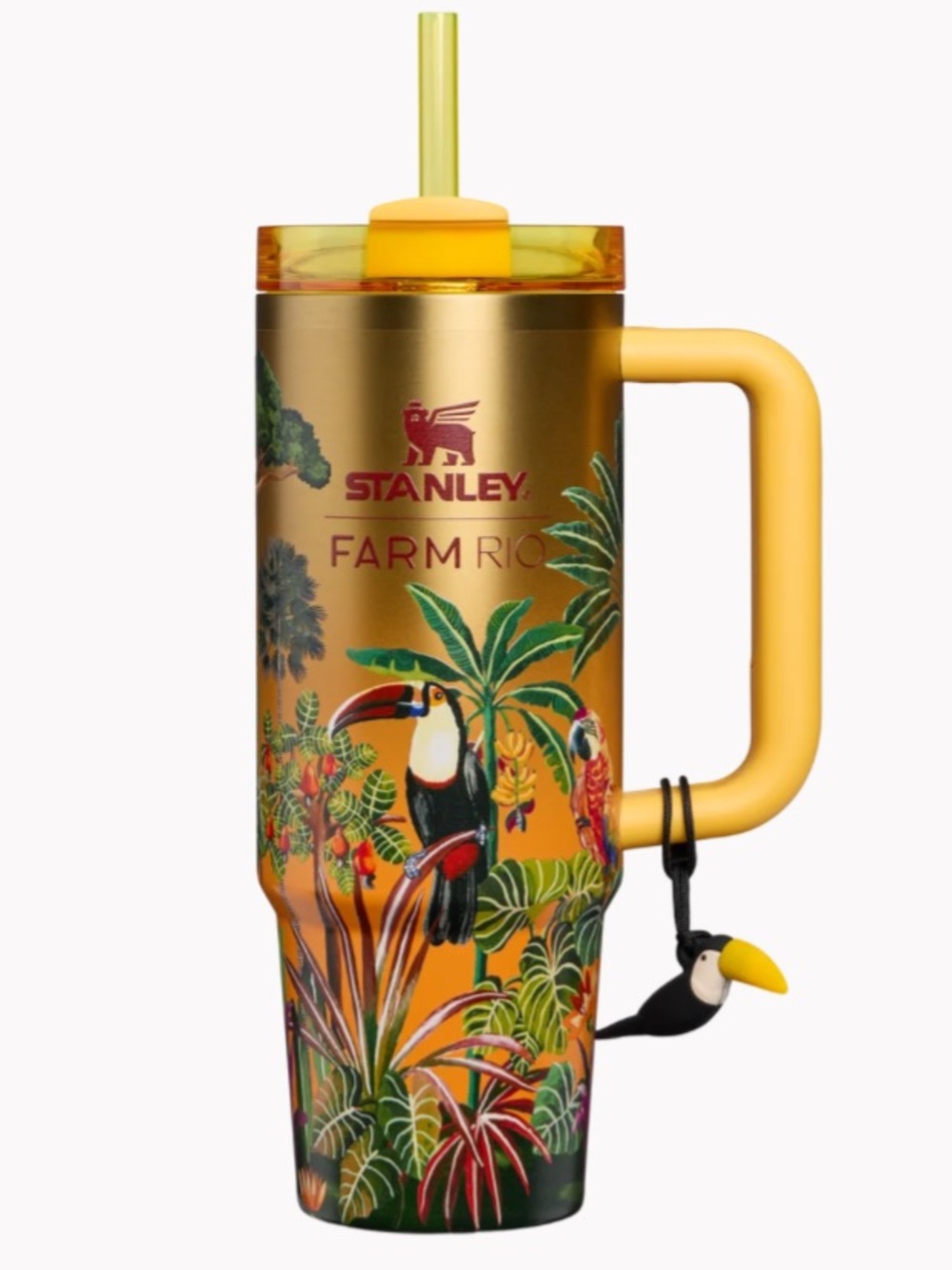 NIB Stanley x Farm Rio Tropical Woods Gold Toucan 30oz Flowstate Tumbler